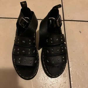 Dr. Martens Black Sandals with Silver Accents